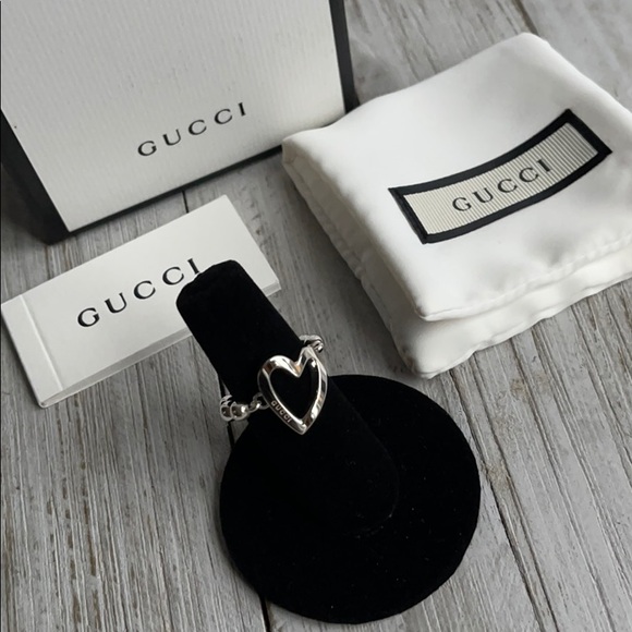 Gucci Jewelry - Gucci Open Heart Sterling Silver Ring Size 7 NEW